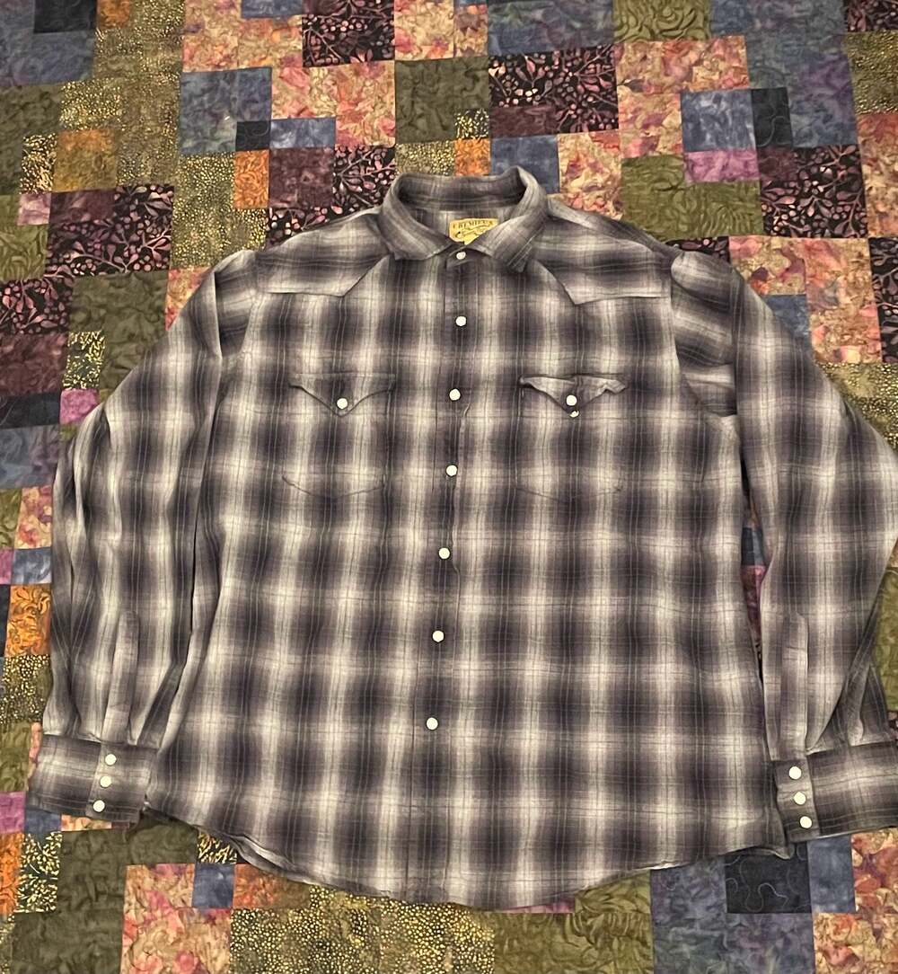Cremieux Gray Ombre Plaid Western Pearl Snap Long Sleeve